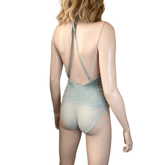 Intimately Free People Bodysuit Top Leotard Shirred Backless Deep V Plunge Neck - Picture 10 of 16